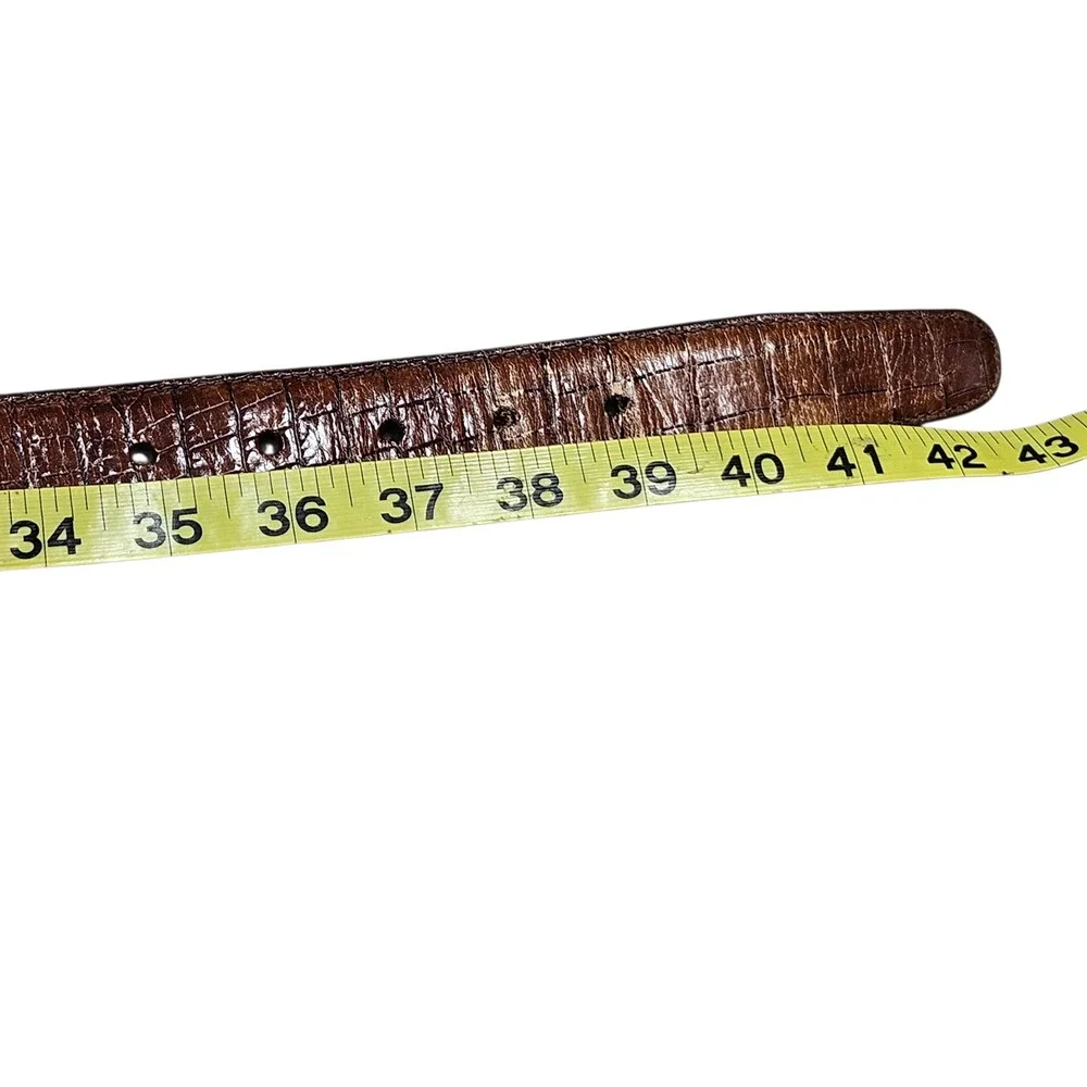 Brighton Belt Mens 38 Brown‎ Crocodile Embossed Leather Western Classic Luxury